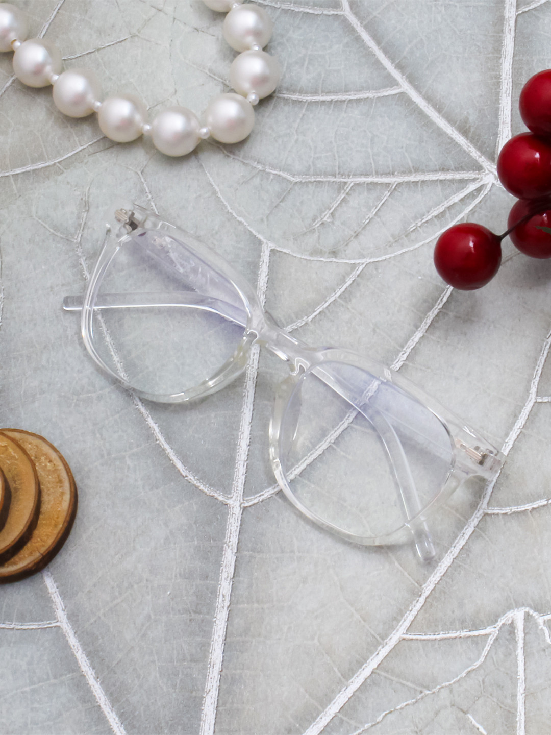 Ted Smith Unisex Crystal-Clear Wayfarer Sunglasses With UV Protected Lens