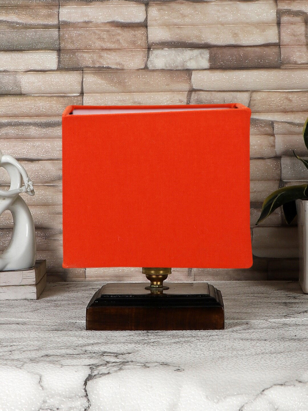 Devansh Orange & Brown Textured Table Lamps With Shade