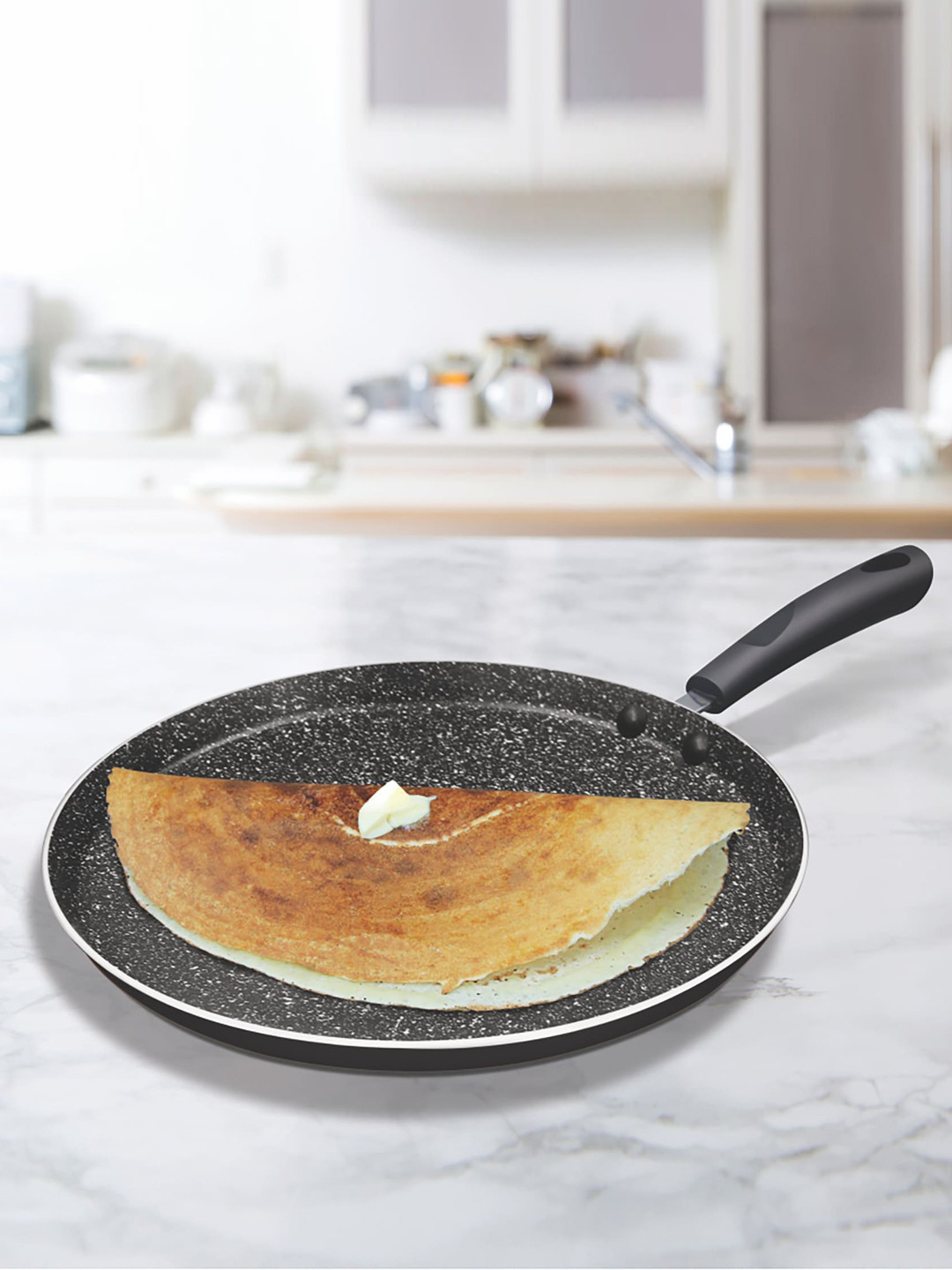 Milton Pro Cook Burgundy Granito Induction Omni Non-Stick Tawa with Bakelite Handle 28 cm