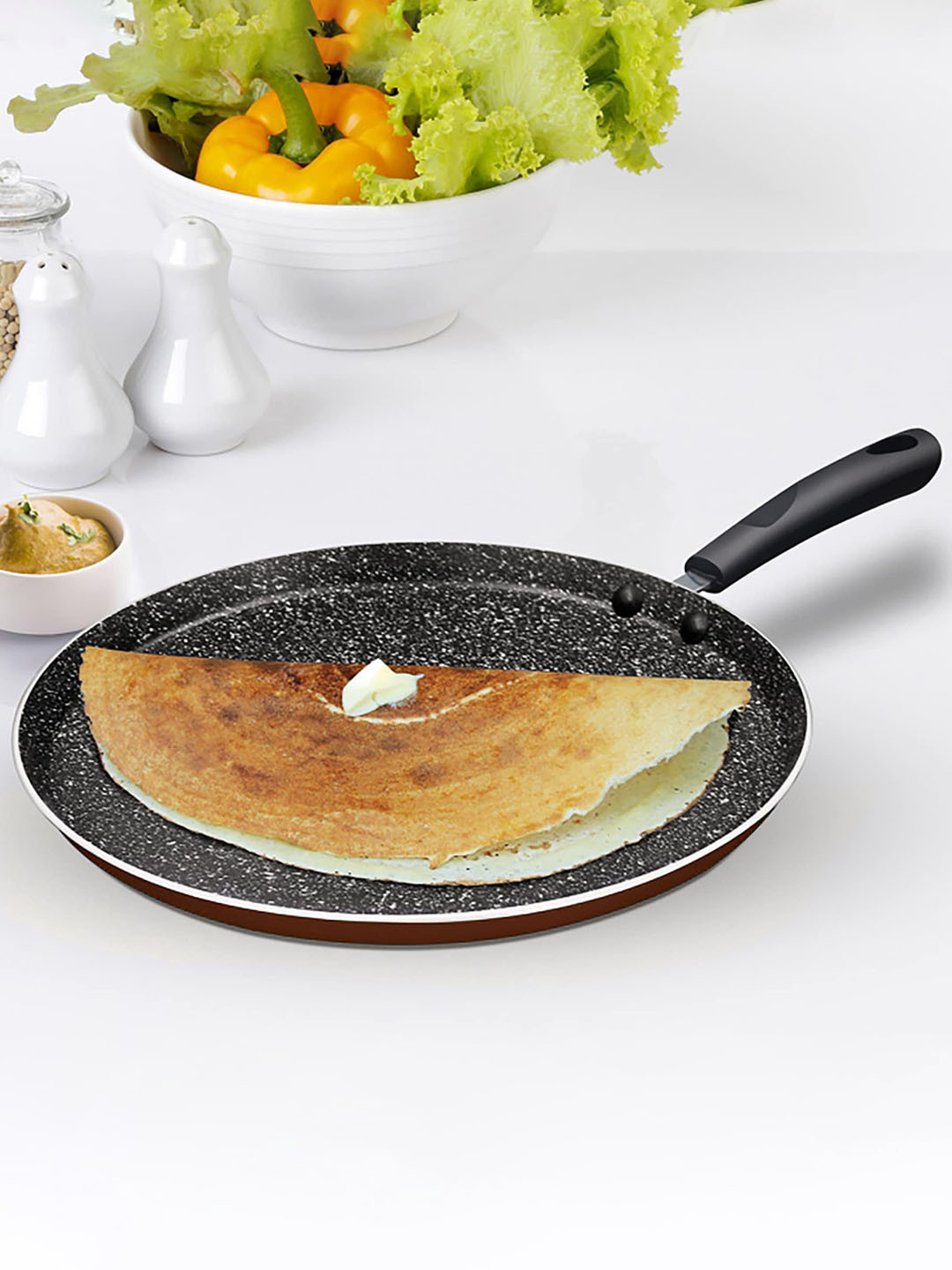 Milton Pro Cook Burgundy Granito Induction Omni Tawa with Bakelite Handle 24 cm Non Stick