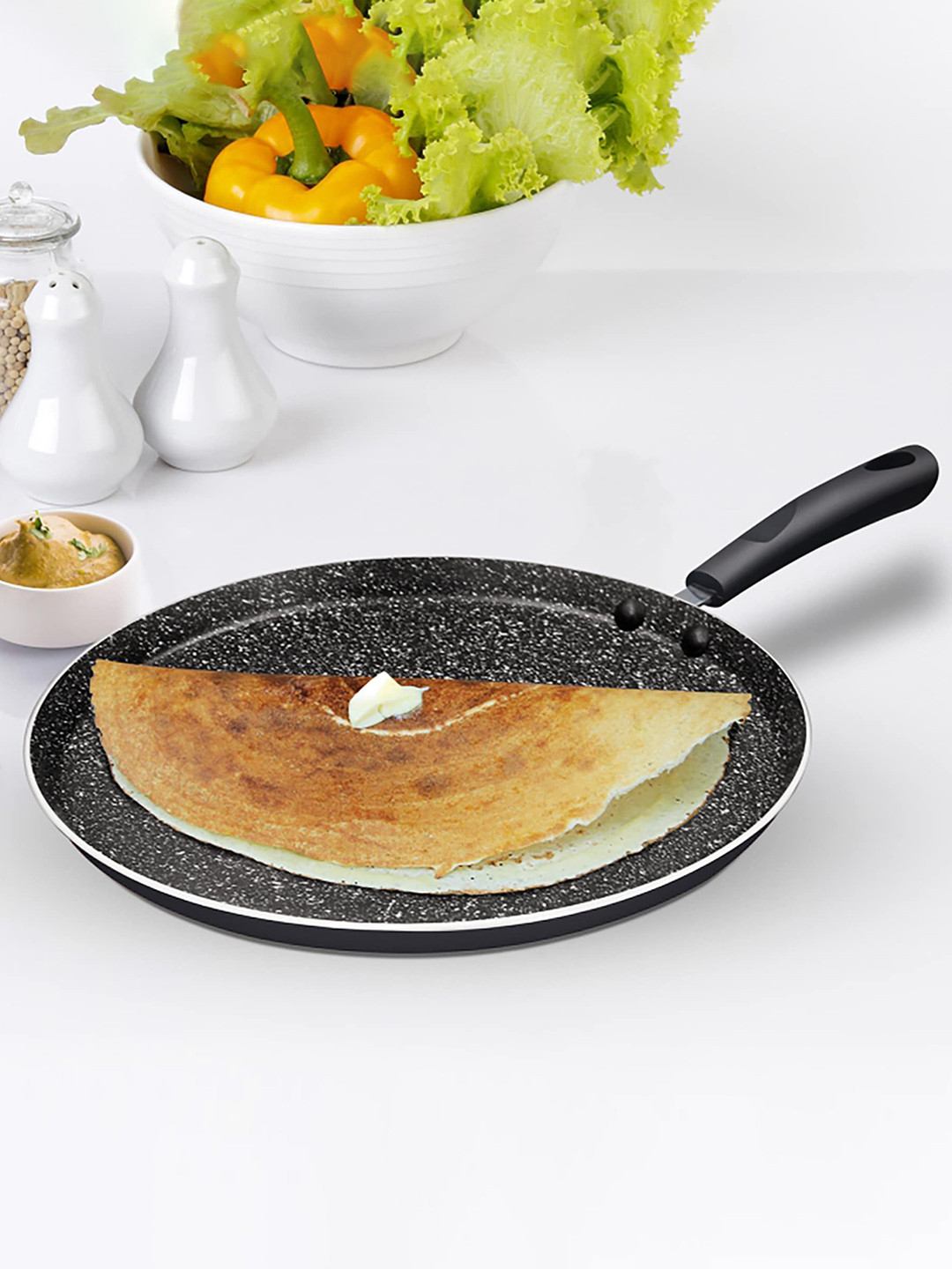 Milton Black Pro Cook Non Stick Granito Induction Omni Tawa with Bakelite Handle 32 cm