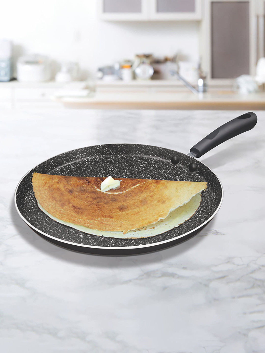 Milton Pro Cook Granito Black Induction Aluminium Omni Tawa with Bakelite Handle 28 cm