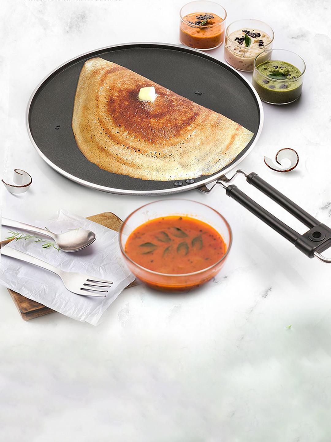 Milton Pro Cook Black Pearl Grey Induction Non-Stick Aluminum Flat Tawa 30 cm