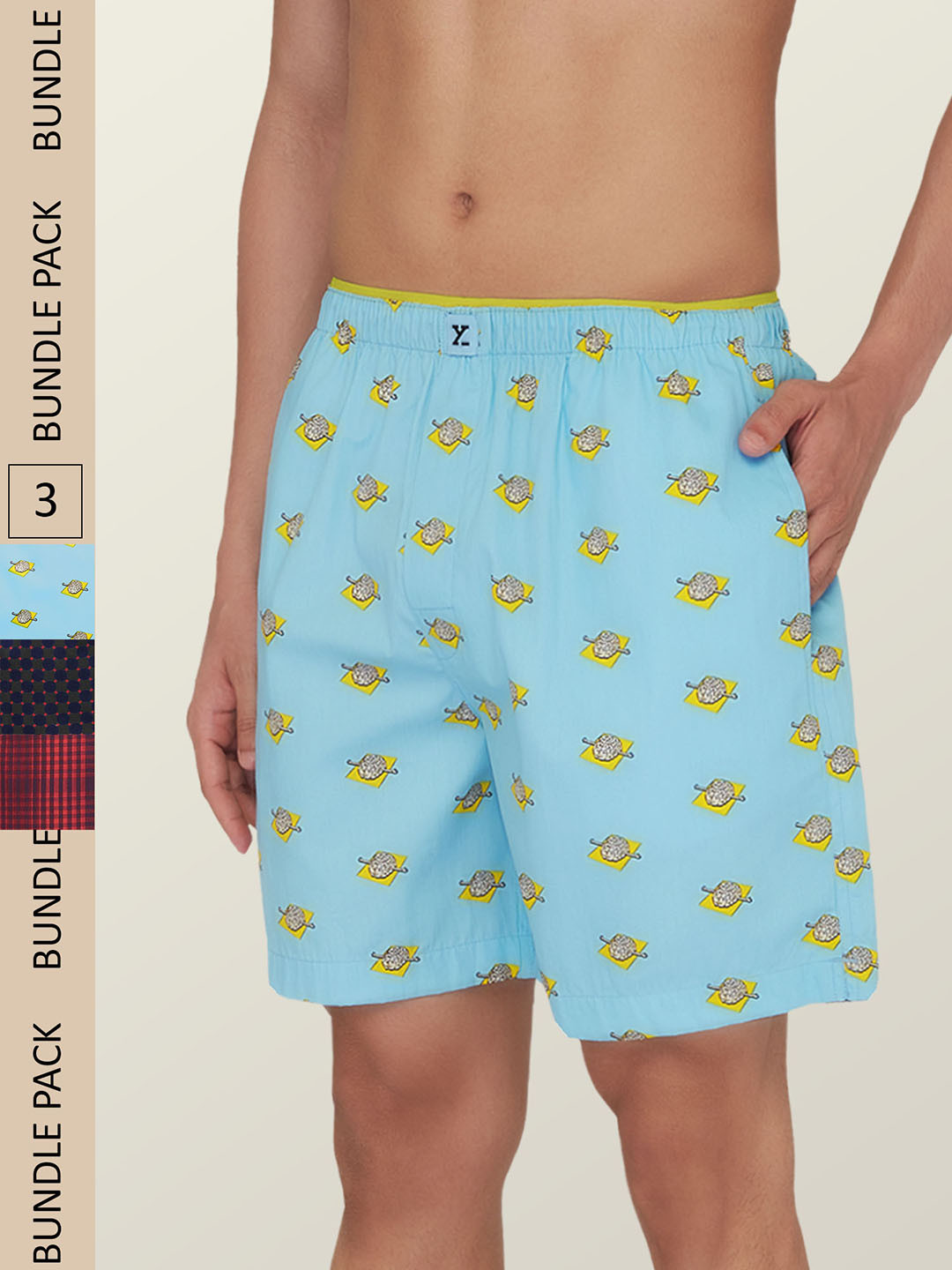 XYXX  Men Pack Of 3 Printed Super Combed Cotton Boxer