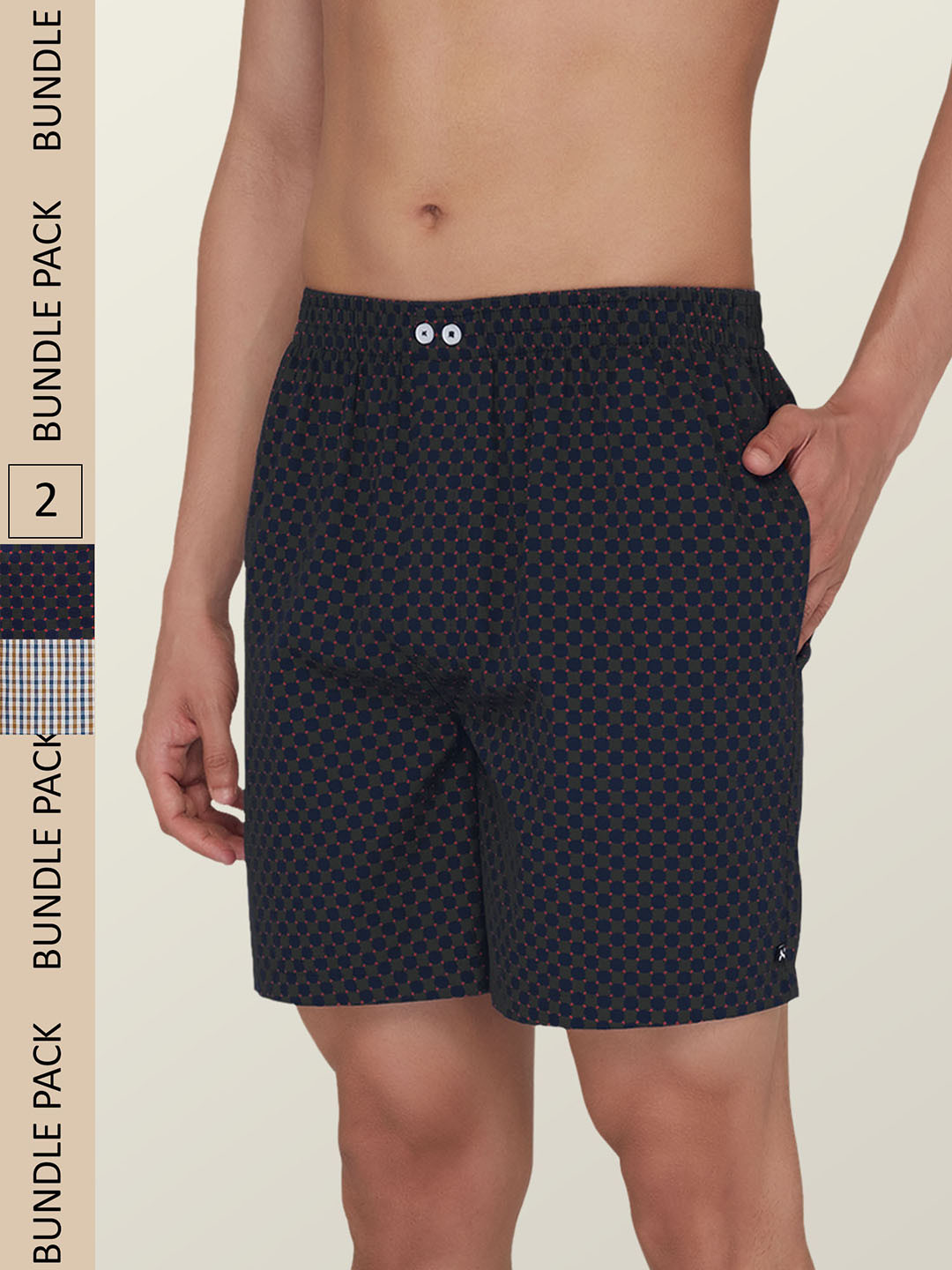 XYXX Men Pack of 2 Cotton Printed Boxer Shorts