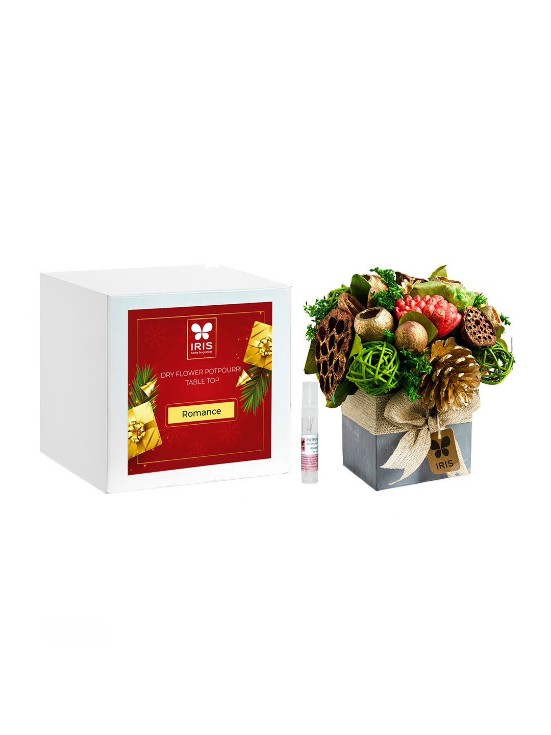 Iris Green & Red Table Top Dry Flowers Potpourri