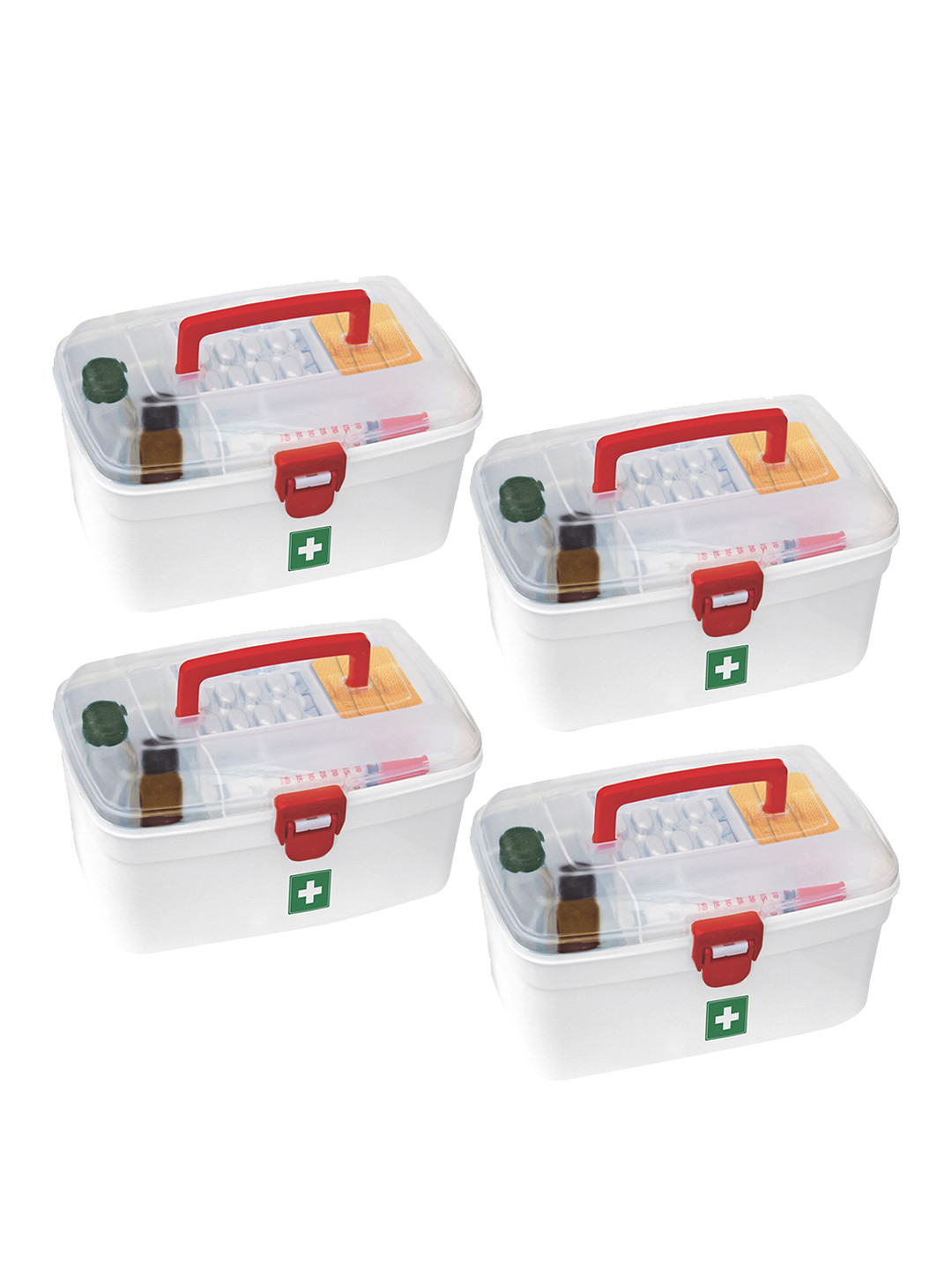Milton White Set Of 4 Reusable Emergency Portal Medicine Storage Box With Detachable Tray