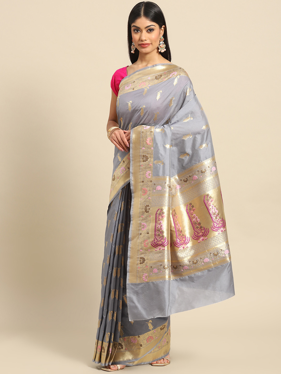 Banarasi Style Ethnic Motifs Zari Art Silk Banarasi Saree