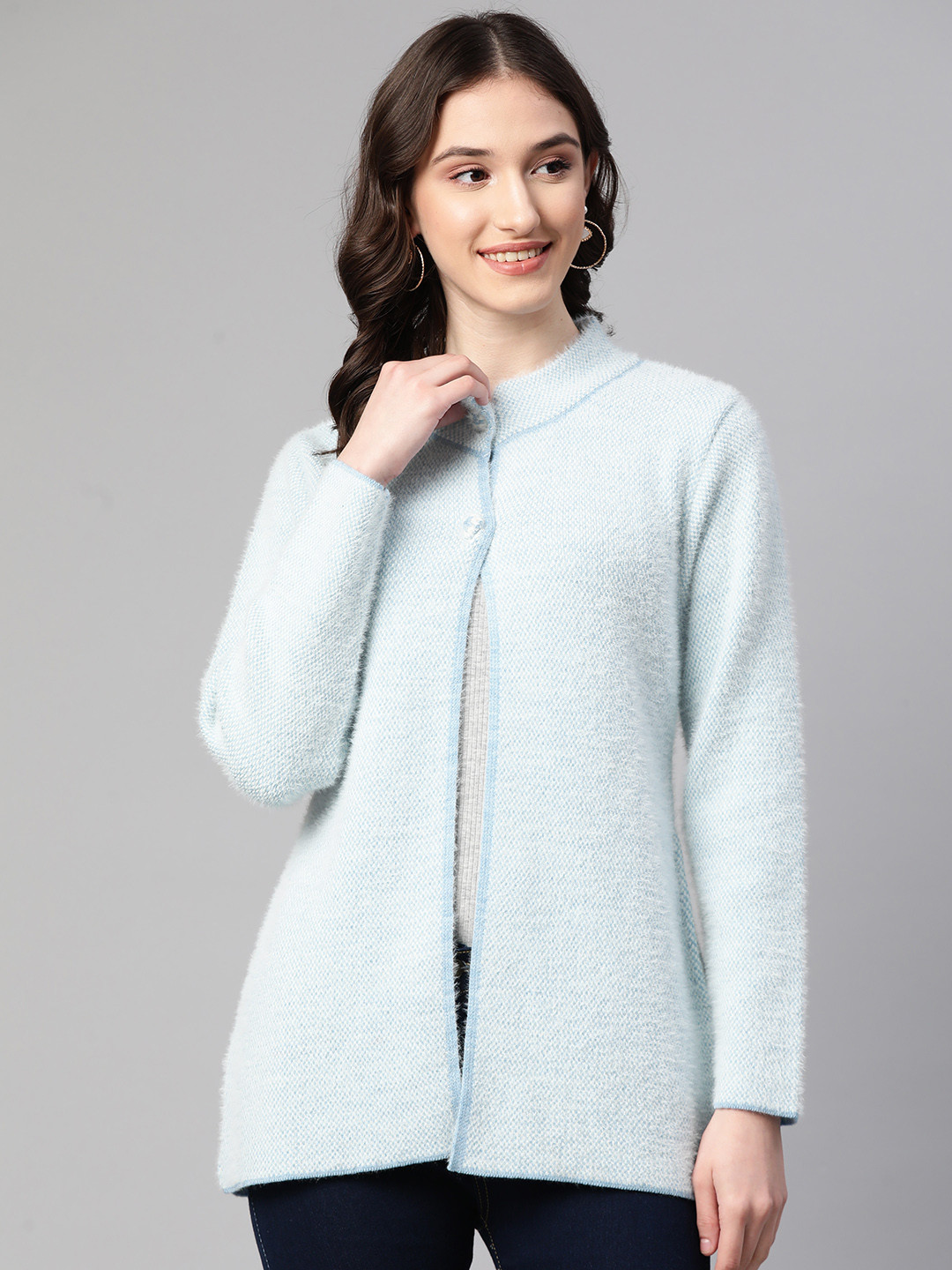 Pierre Carlo Women Turquoise Blue Cardigan
