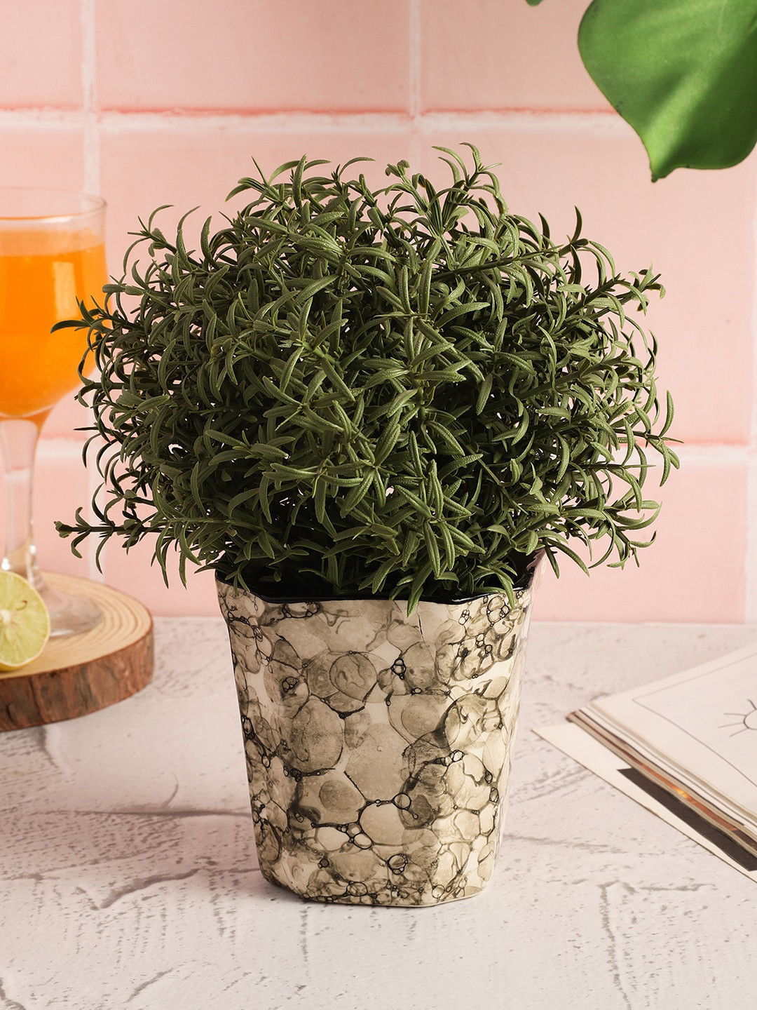 CDI Brown Bubble Design Ceramic Indoor Planter