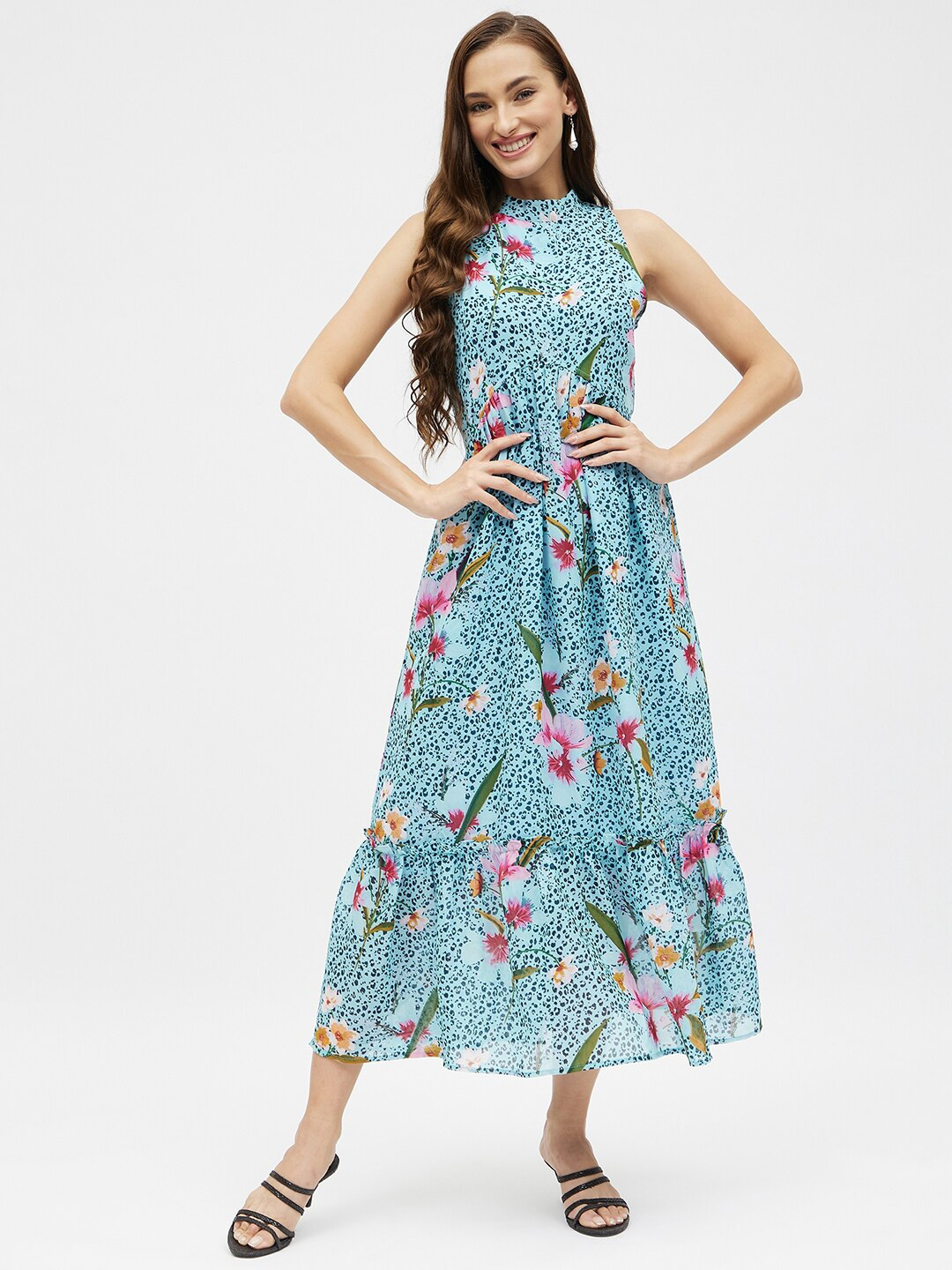 Kibo Floral Georgette Midi Dress