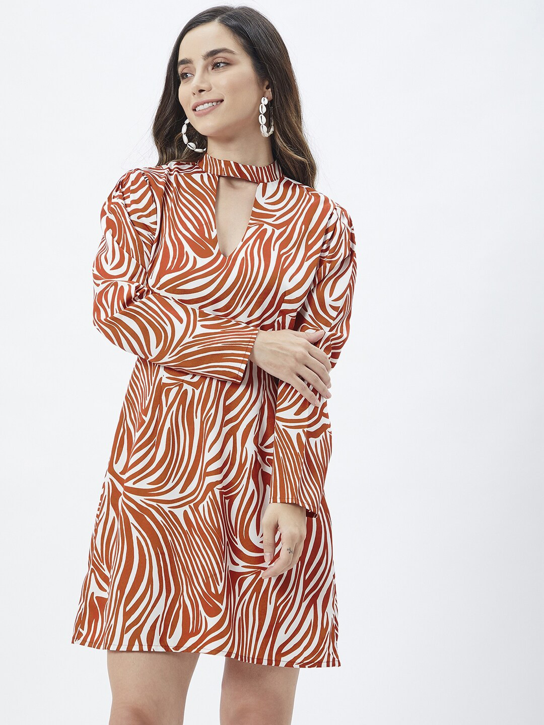 Kibo Animal Printed Cut-Out Detail Dress