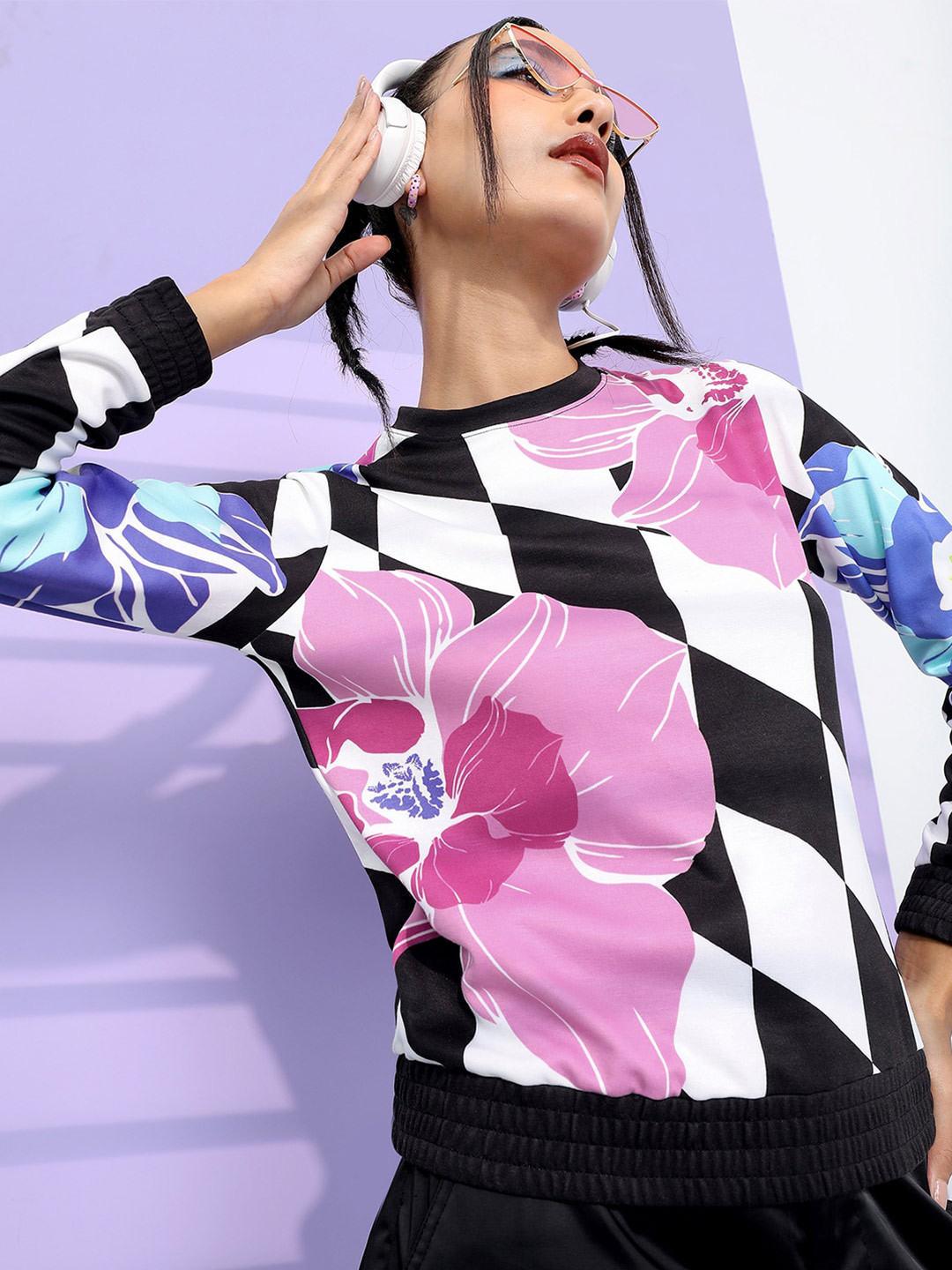 Tokyo Talkies Women Printed Round Neck Sweatshirt