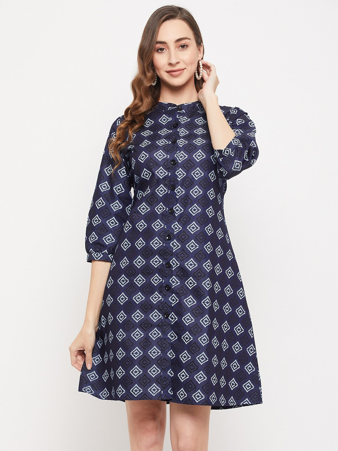 Ruhaans Denim A-Line Cotton Dress
