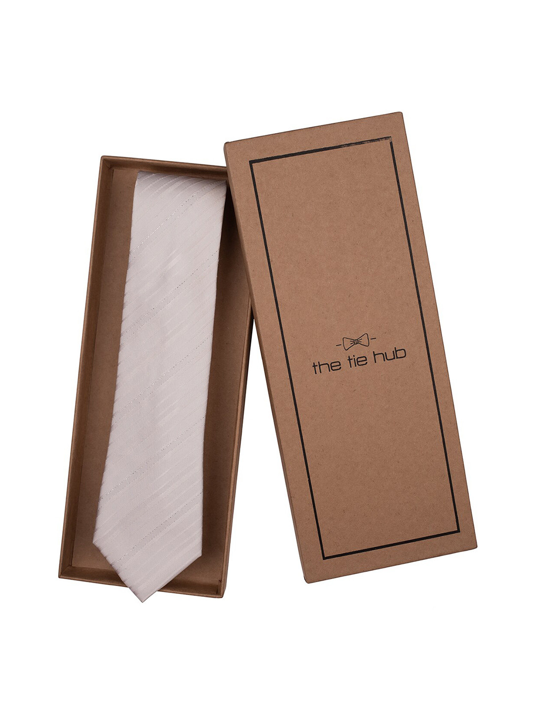 The Tie Hub Men Striped Silk Broad Tie