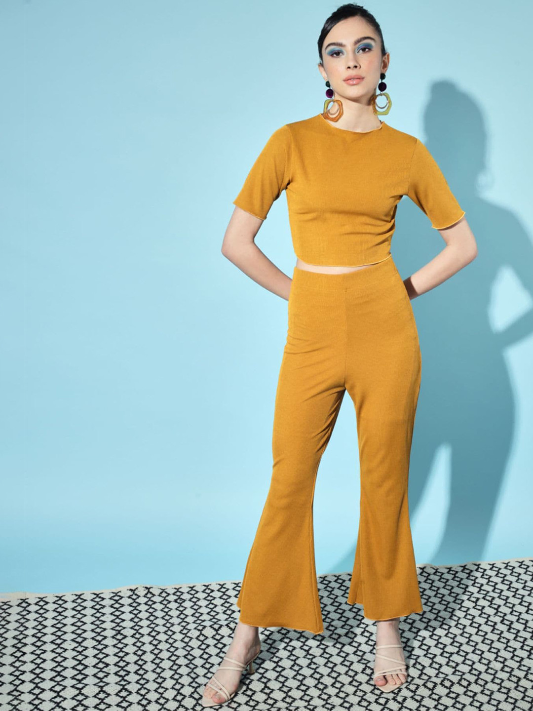 Shopping Queen Yellow Round Neck Co-ords
