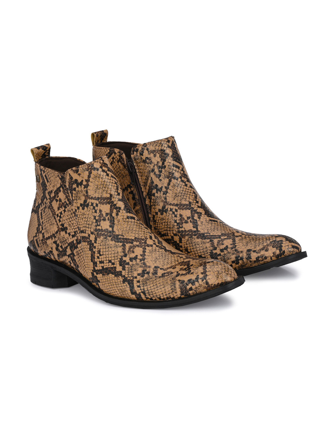 Delize Men Reptile Print Mid-Top Pointed-Toe Cowboy Boots