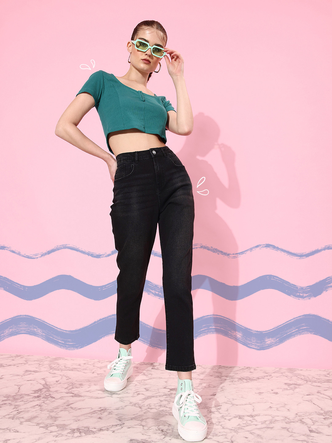 M&H Our Water Women Black Slim Fit High-Rise Light Fade Stretchable Upgraded Denims Jeans