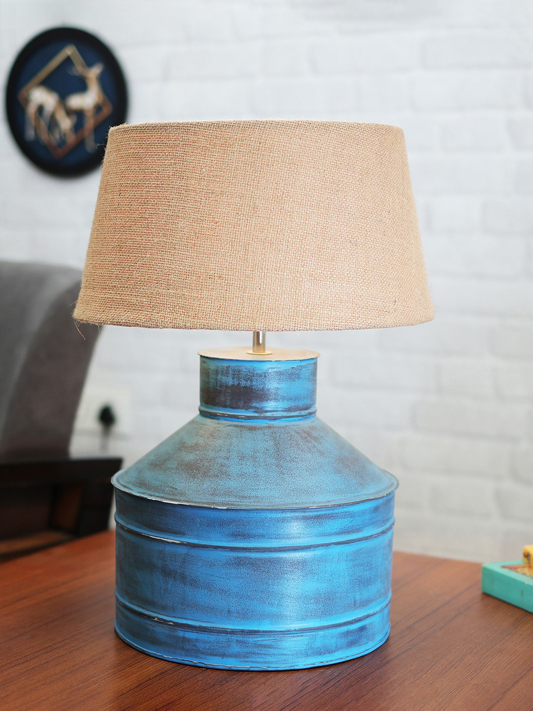Homesake Rustic Algae Turquoise Blue & Beige Textured Table Lamps
