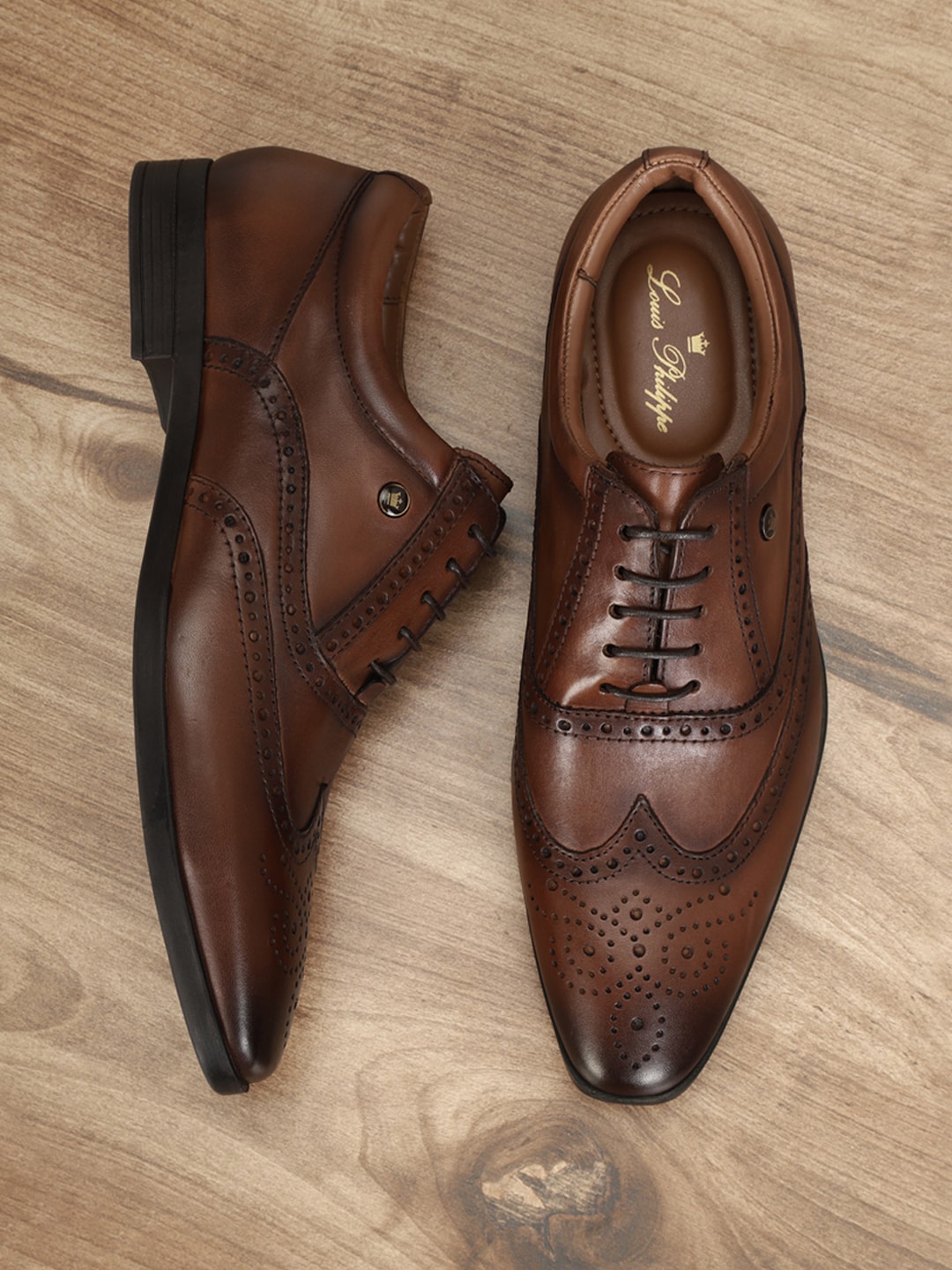 Buy LOUIS PHILIPPE Tan Mens Leather Lace Up Formal Shoes