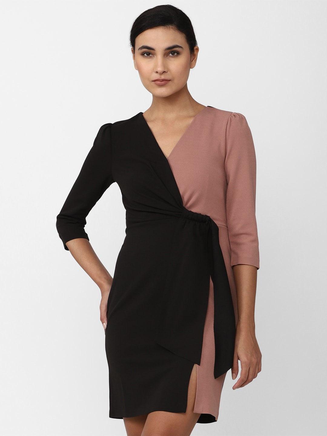 Van Heusen Woman Black Colourblocked Colourblocked Dress