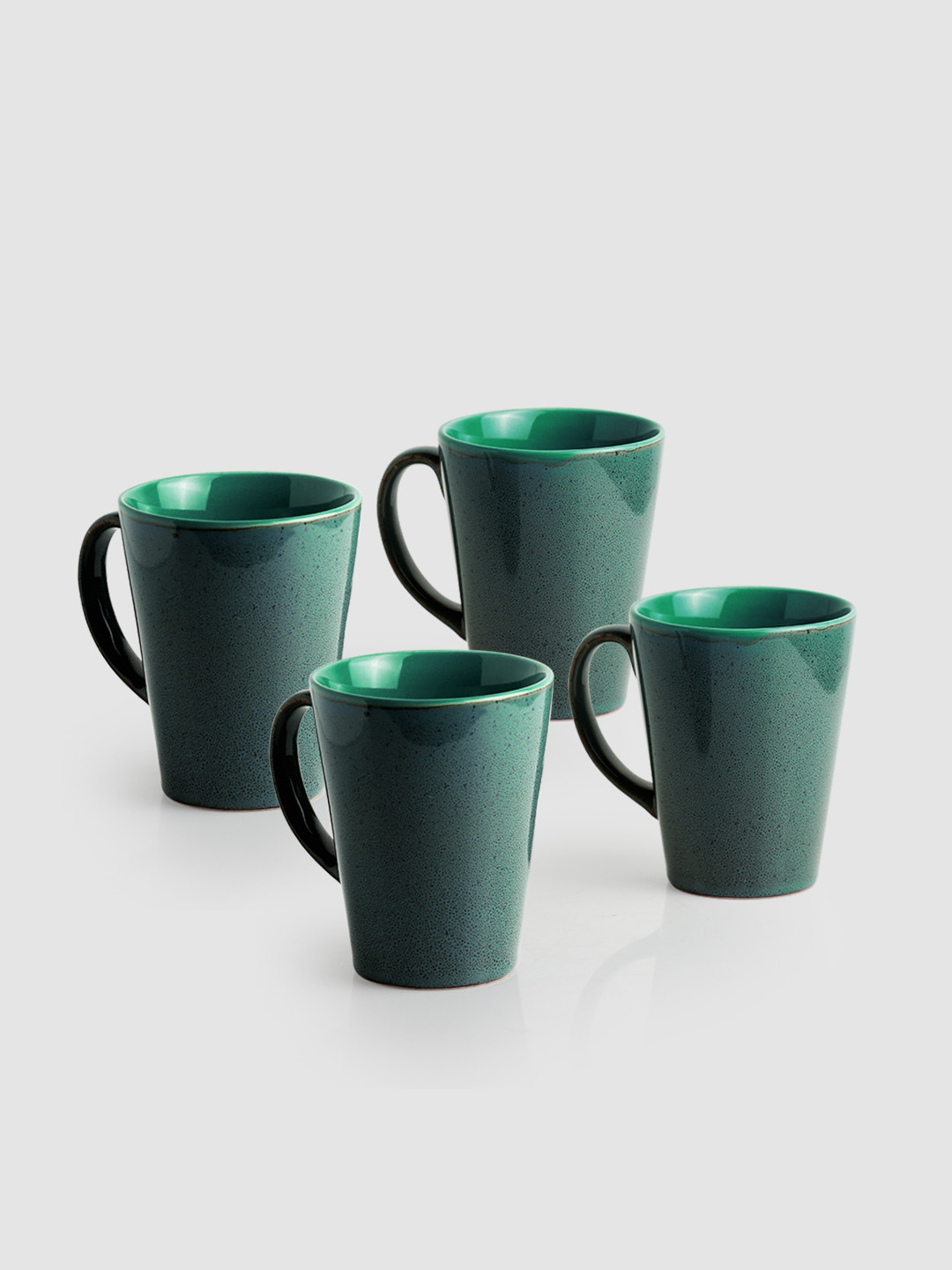 ExclusiveLane Kairav Name Personalised Blue Textured Ceramic Handmade 4 Piece Mugs-320ml