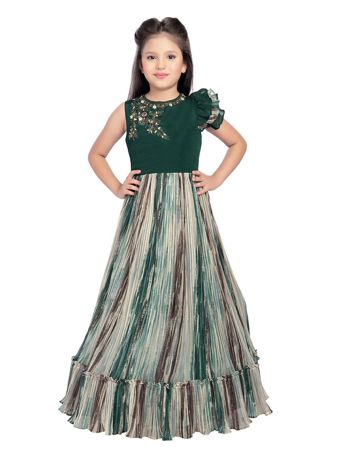 BETTY Girls Fit and Flare Embroidered Maxi Dress