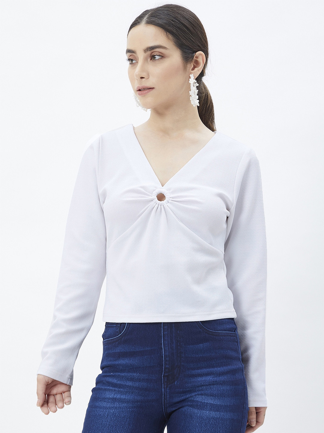 Kibo Cut Out V-Neck Top