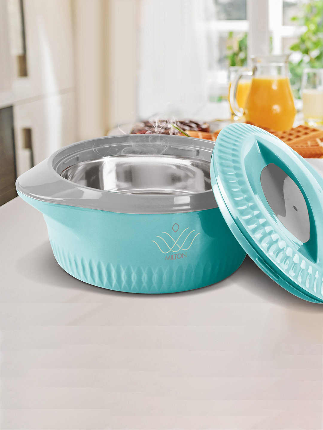 Milton Royal Jr Blue Set Of 3 Insulated Stainless Steel Casseroles 410 ml 830 ml 1.27 L