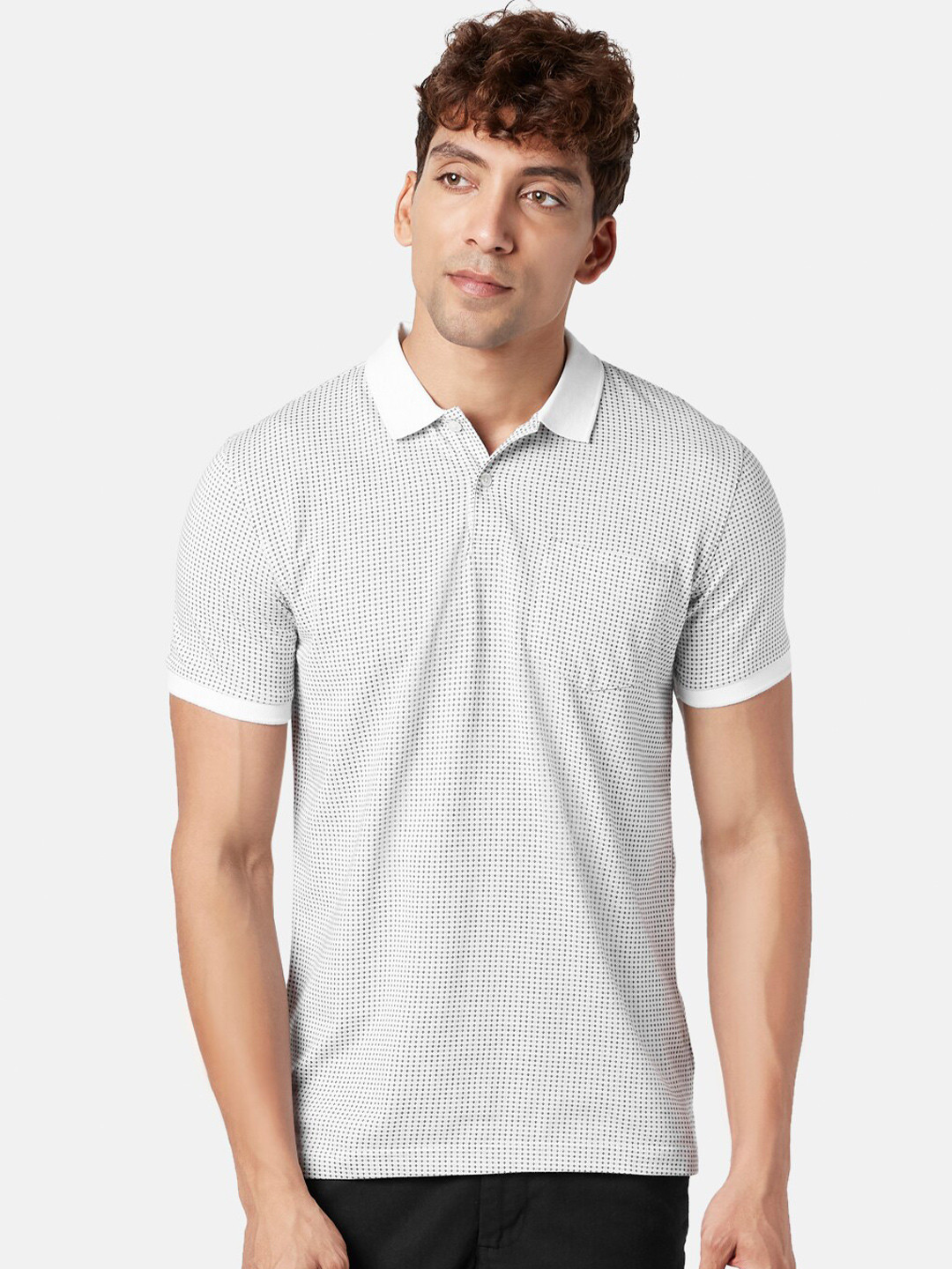 BYFORD by Pantaloons Men Geometric Micro Printed Polo Collar Slim Fit T-shirt
