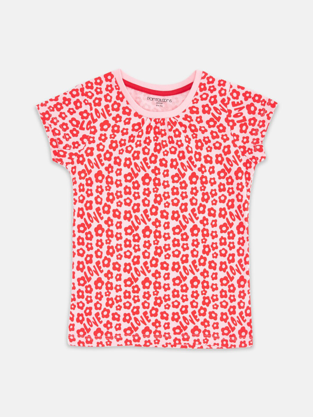 Pantaloons Junior Girls Floral Printed Cotton T-shirt