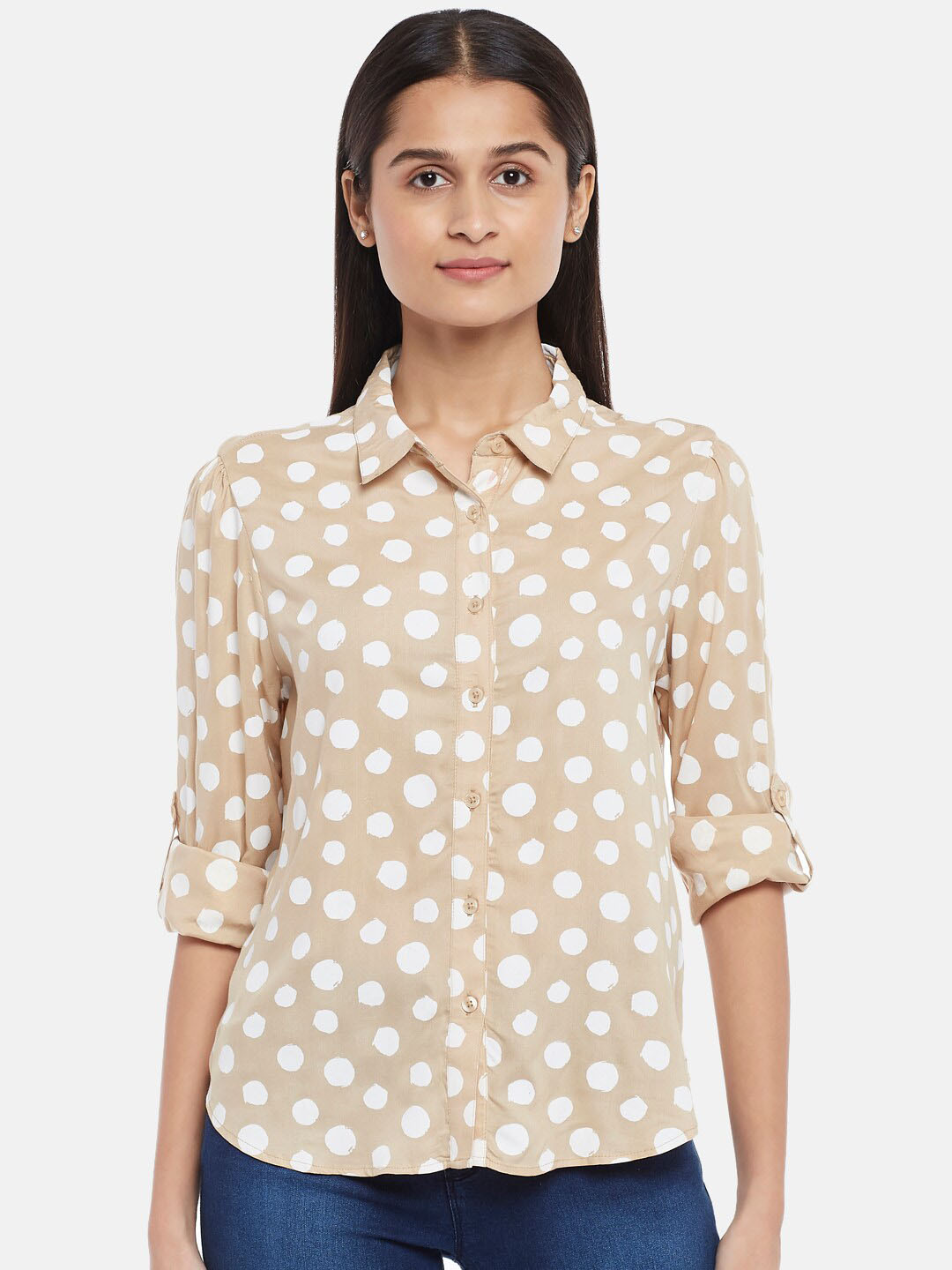 Honey by Pantaloons Viscose Rayon Shirt Collar Printed Tunic
