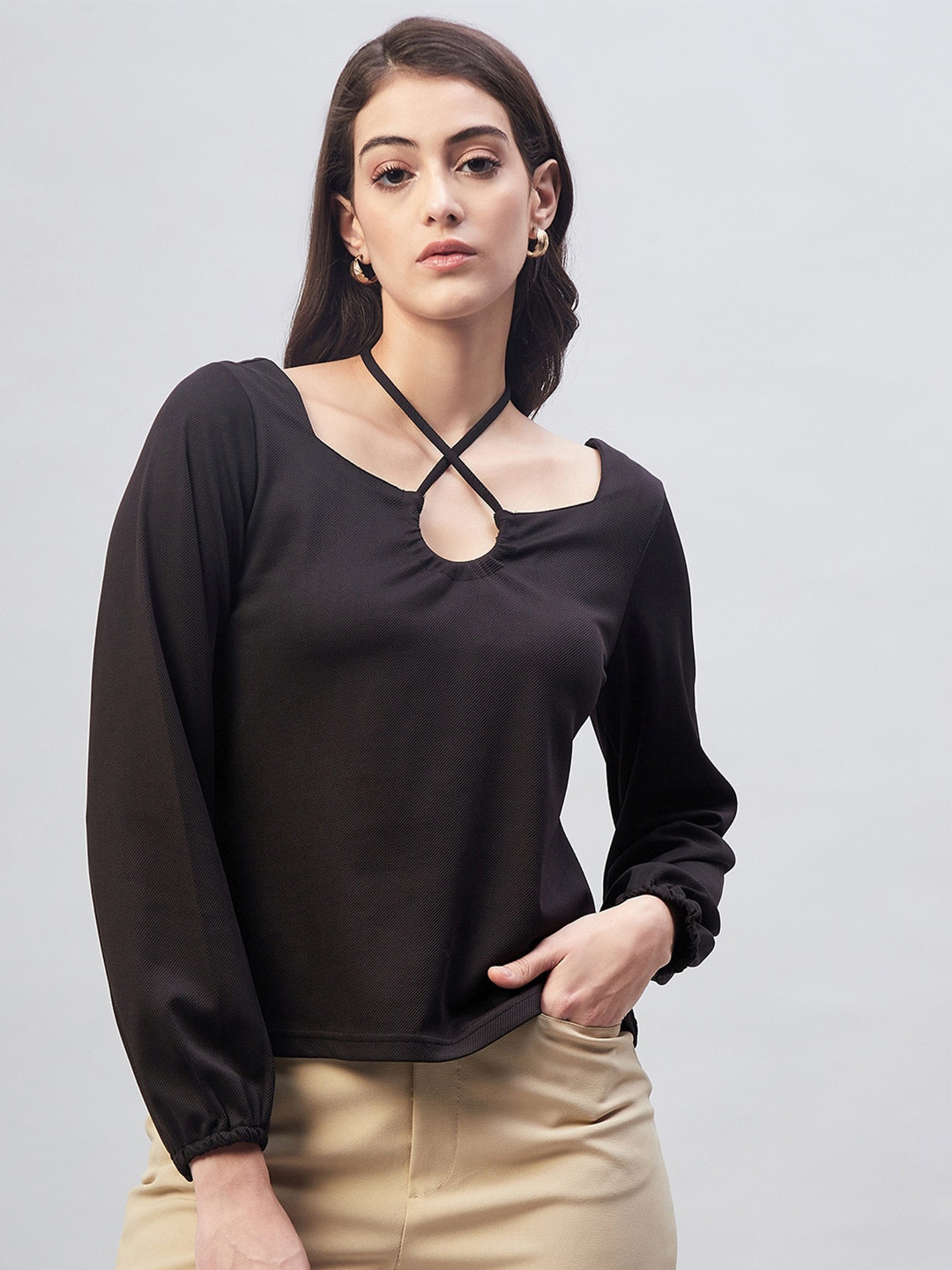 Marie Claire Tie-Up Neck Top