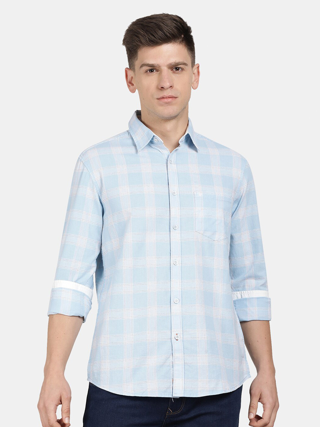 t-base Men Cotton Buffalo Checks Checked Casual Shirt