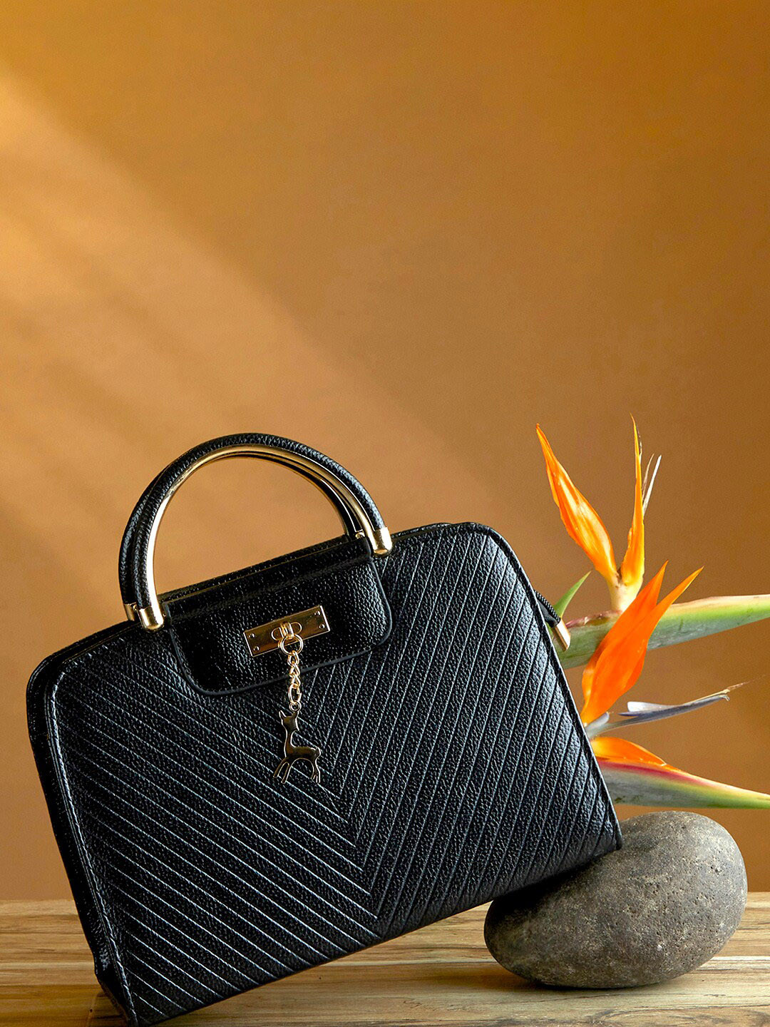 HAUTE SAUCE   Textured PU Structured Handheld Bag with Quilted