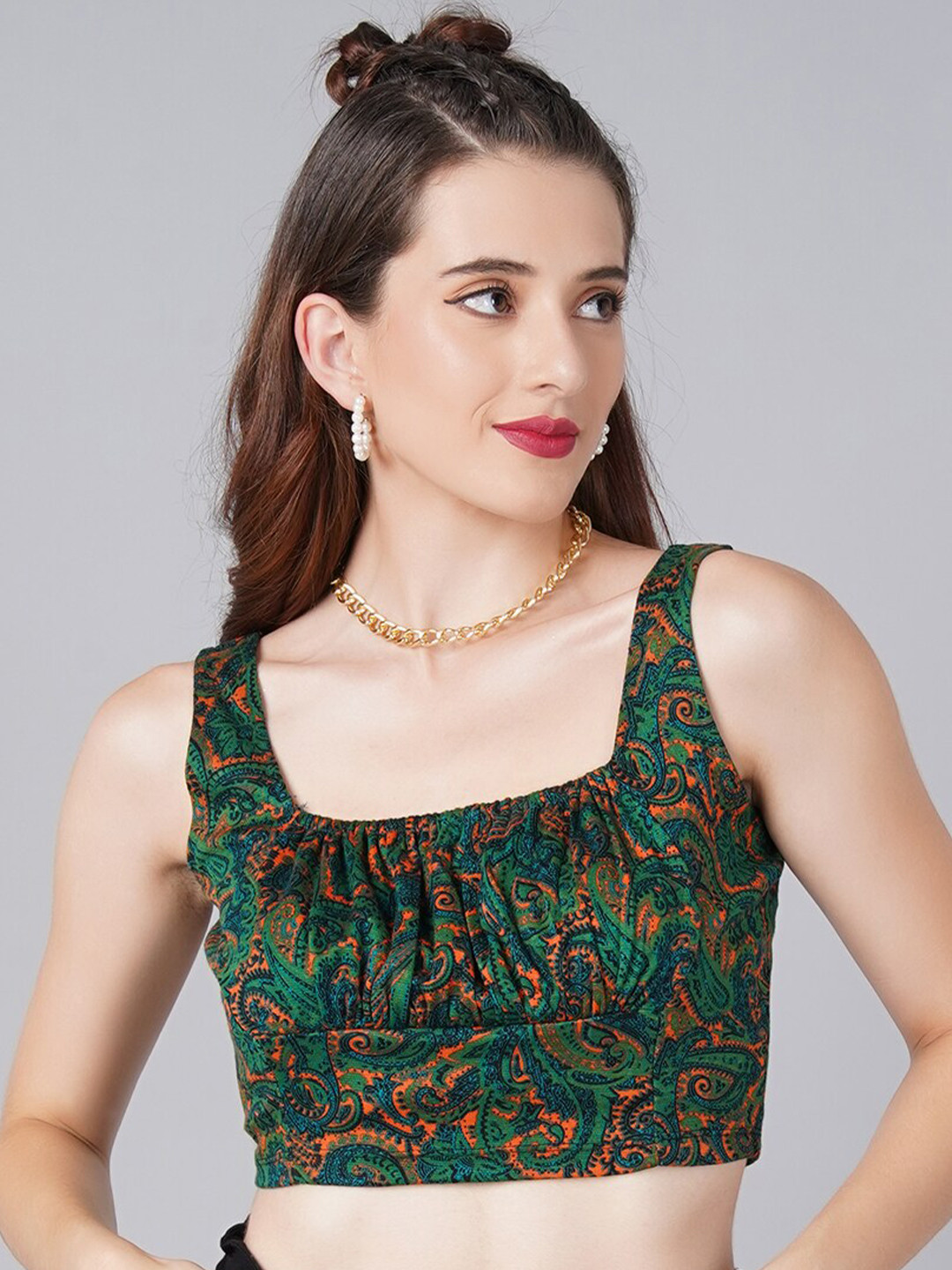 Cation Print Crop Cotton Top