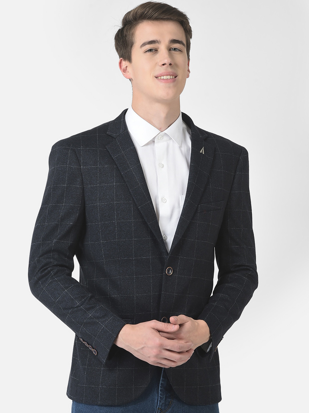 Crimsoune Club Men Checkered Single-Breasted Casual Blazer