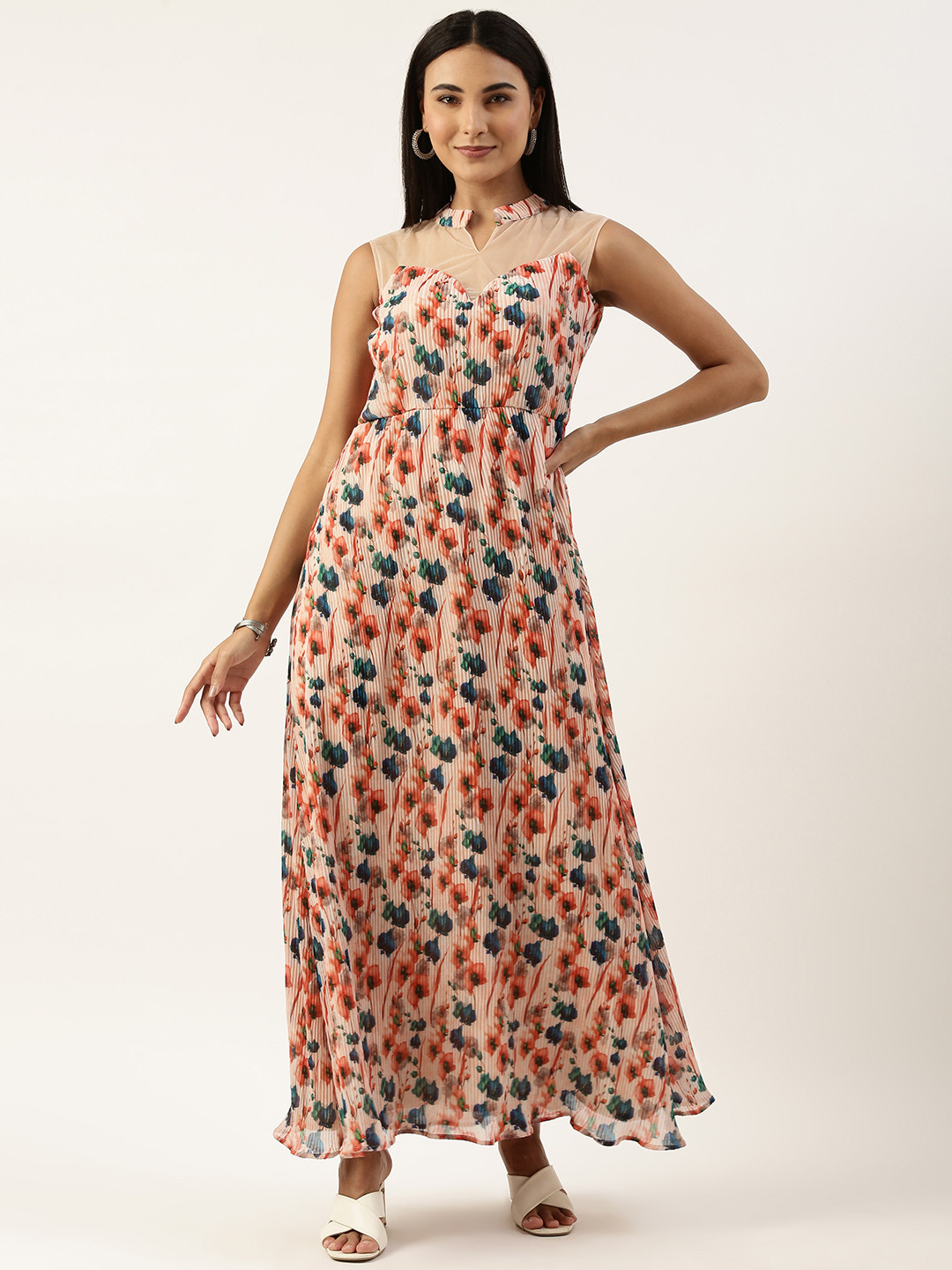 Ethnovogue Floral Georgette Maxi Dress