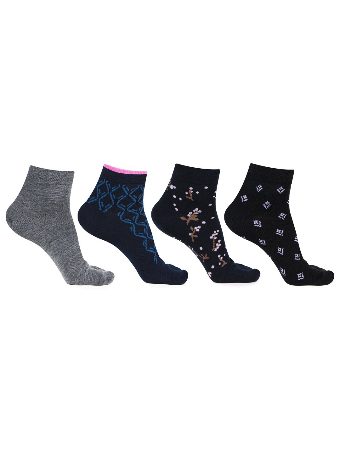 Bonjour Pack of 4 Assorted Woolen Ankle-Length Socks