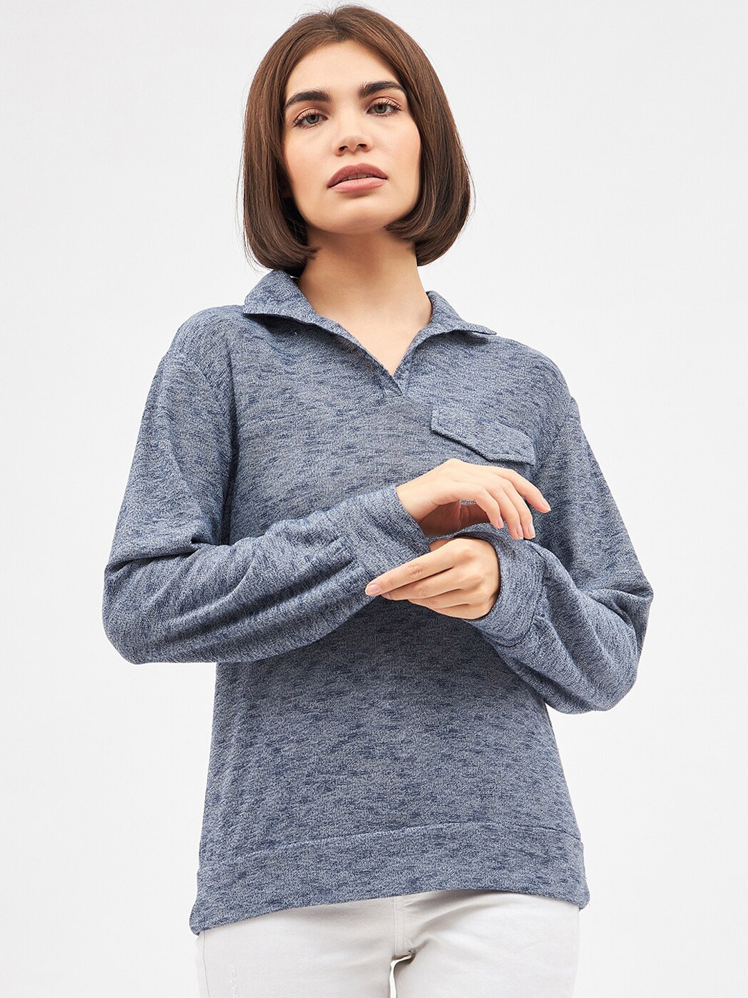 Kibo Shirt Collar Sweatshirt