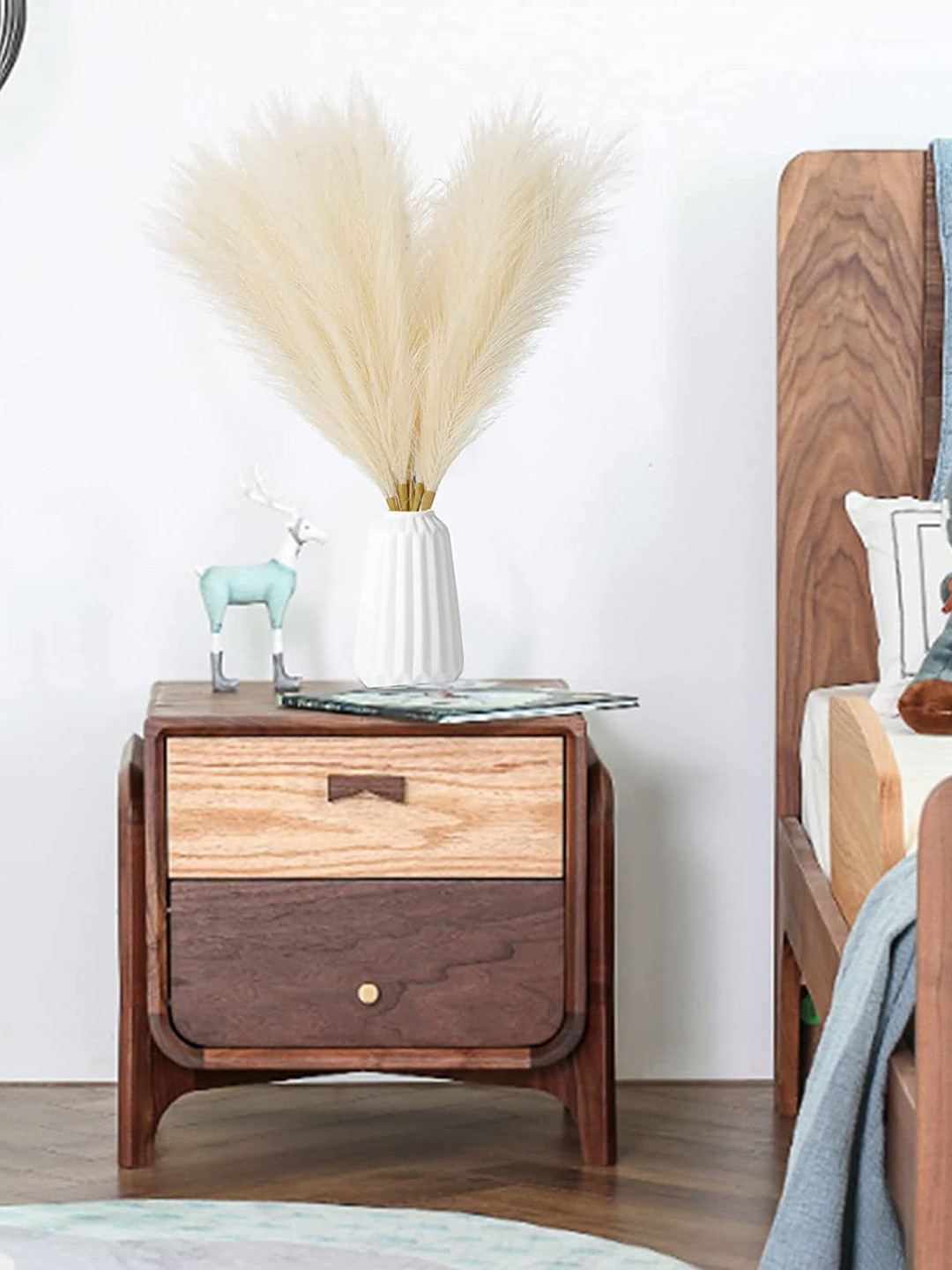 BS AMOR Set Of 2 Beige Pampas Grass Artificial Flowers Plant