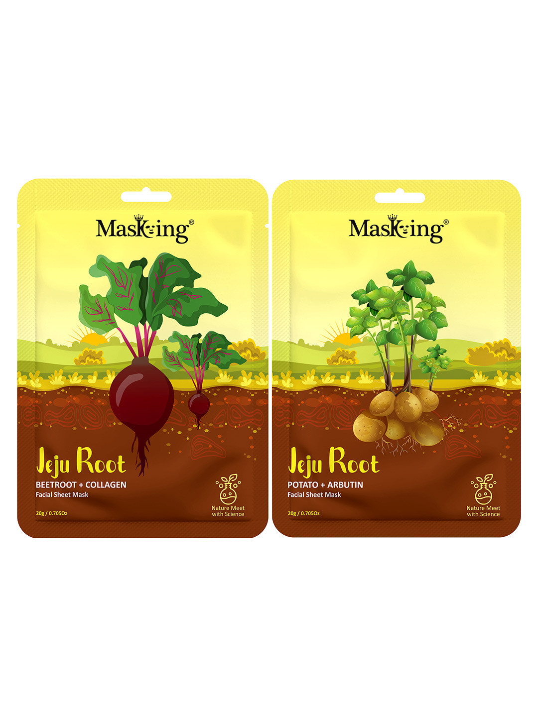 MasKing Set Of 2 Jeju Root Facial Sheet Masks - 20 ml Each