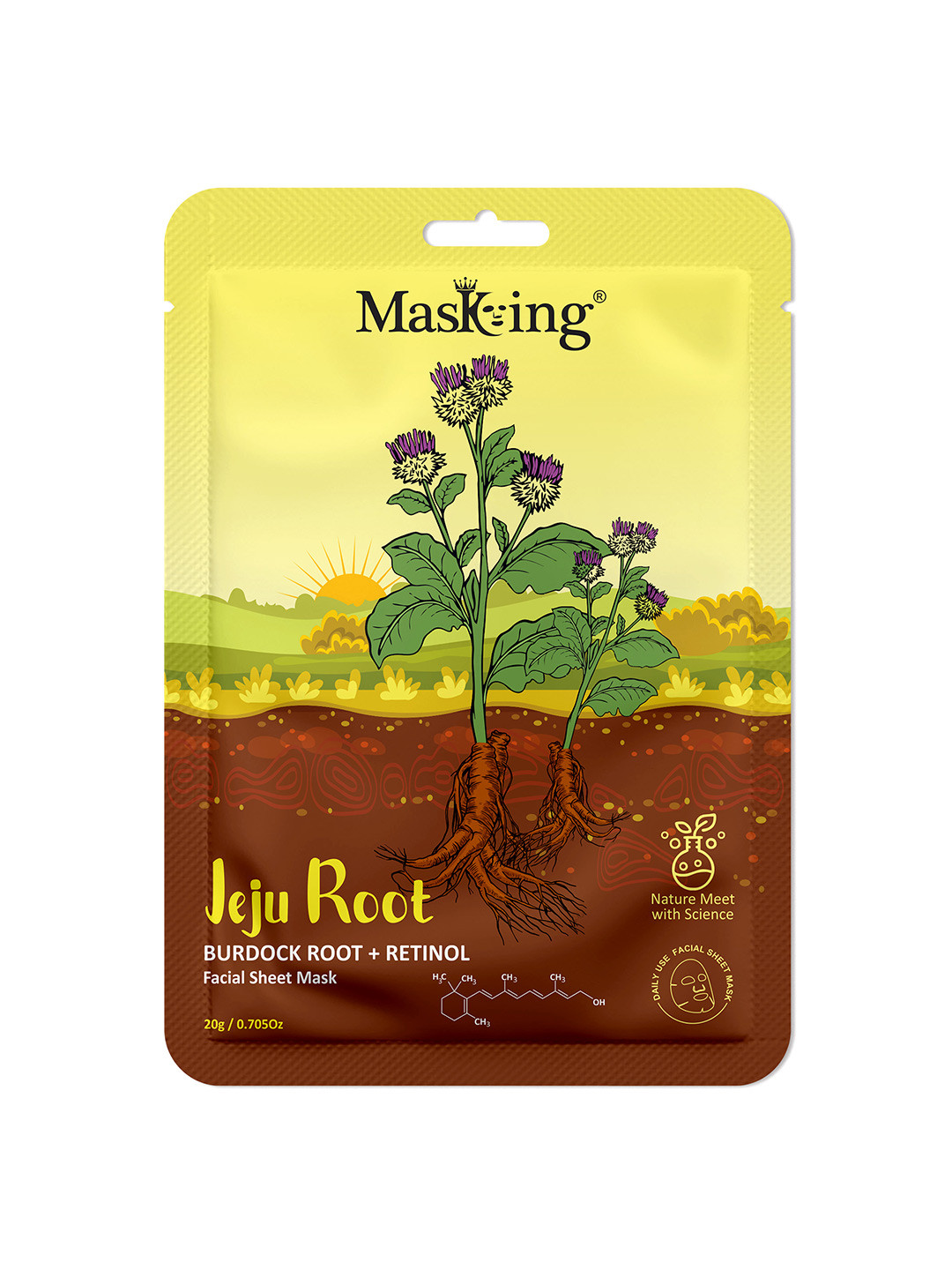 MasKing Jeju Root Facial Sheet Mask with Burdock Root & Retinol - 20 g