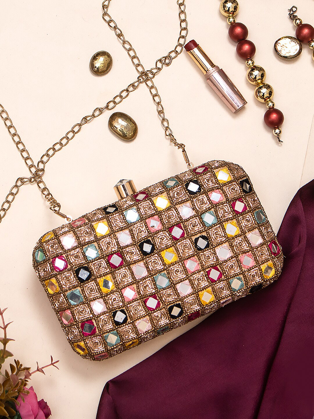 Swisni Embellished Box Clutch