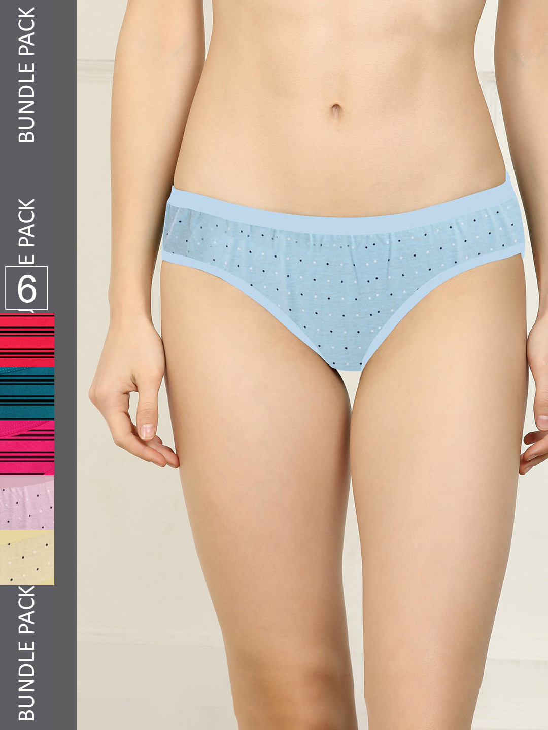 AROUSY Women Pack of 6 Pure Cotton Hipster Briefs M_3LSNY-3ZIRA_S