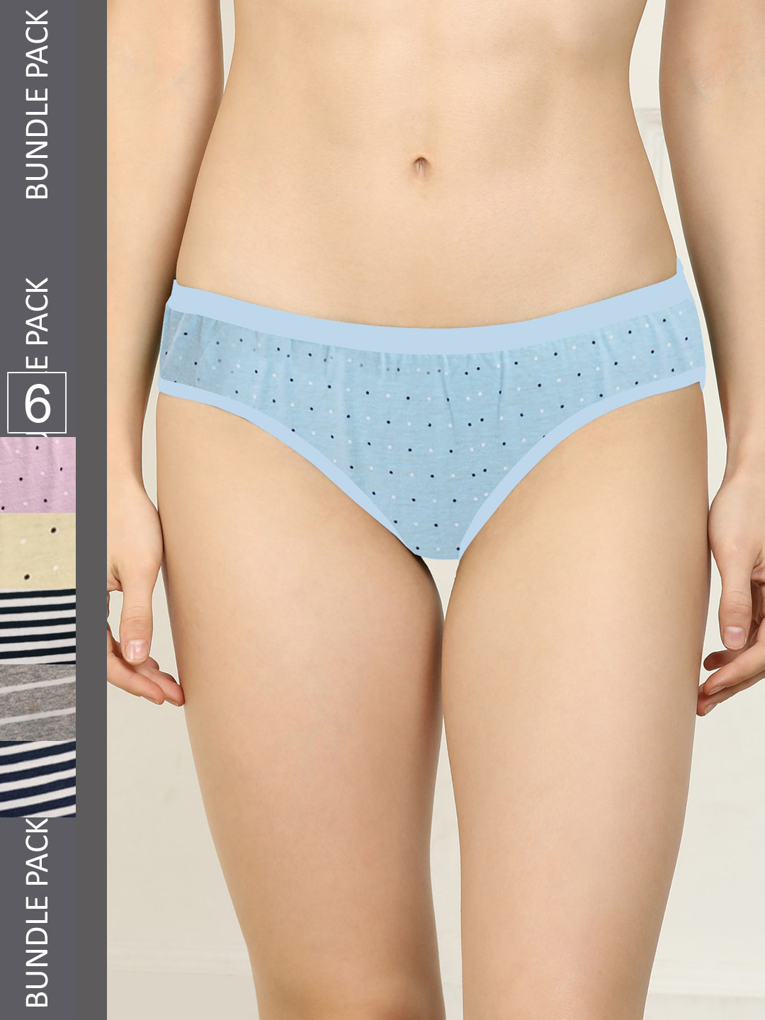 AROUSY Pack of 6 Pure Cotton Hipster Briefs M_3LZR-3ZIRA_L