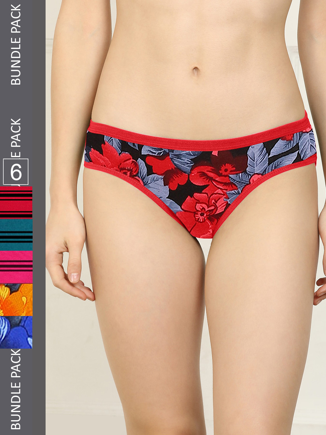 AROUSY Women Pack of 6 Pure Cotton Hipster Briefs M_3LSNY-3SF_XXL