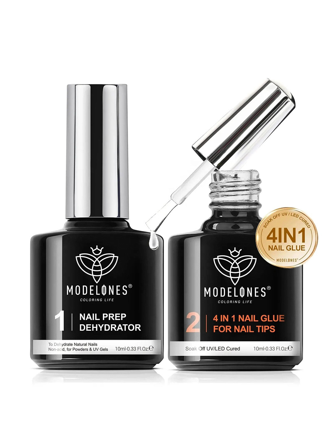 Modelones 4 in 1 Nail Glue Gel and Nail Prep Dehydrate Easy Nail Extension Gel