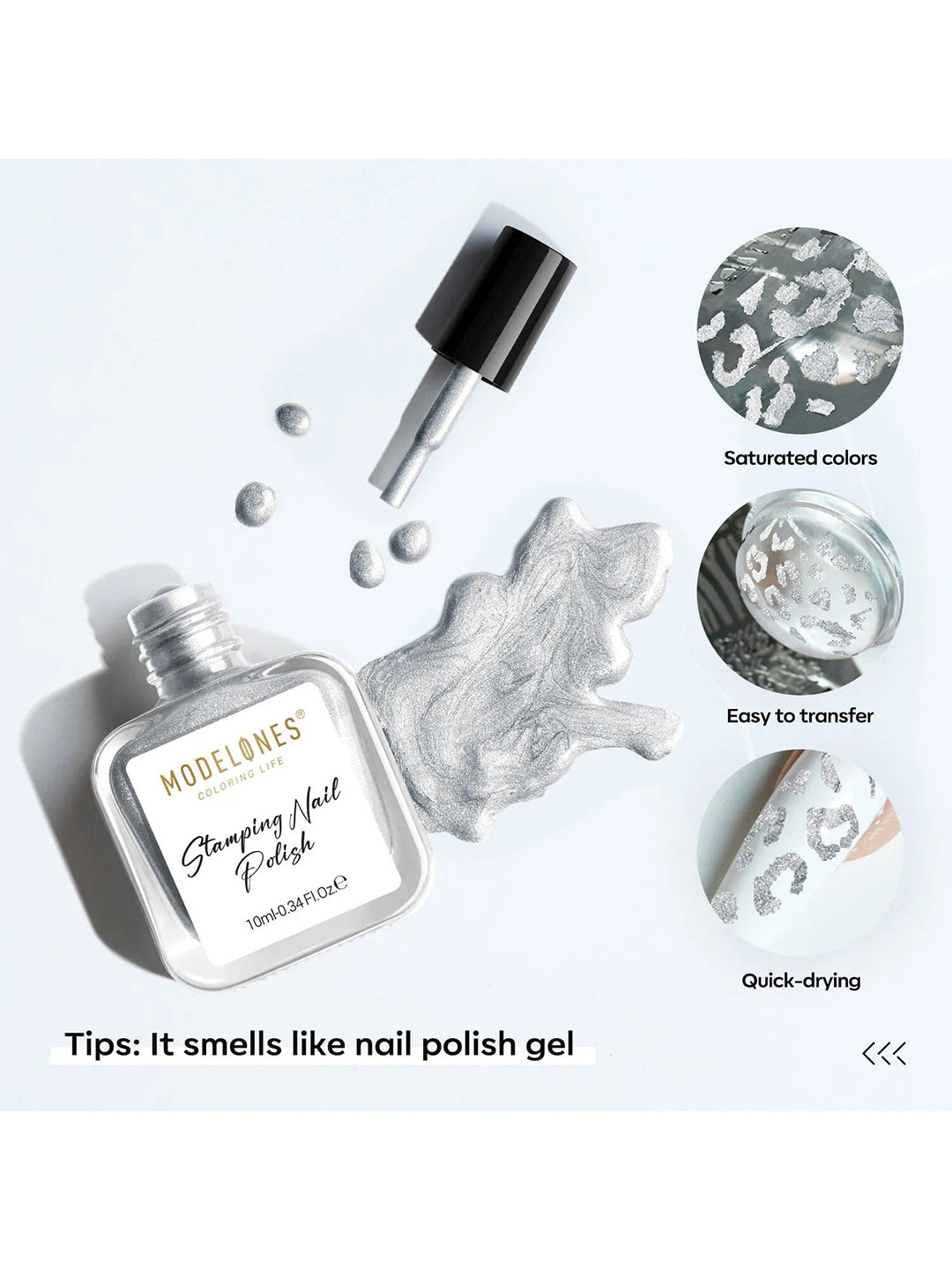 Modelones Coloring Life DIY Designs Stamping Nail Polish 10 ml - Silver