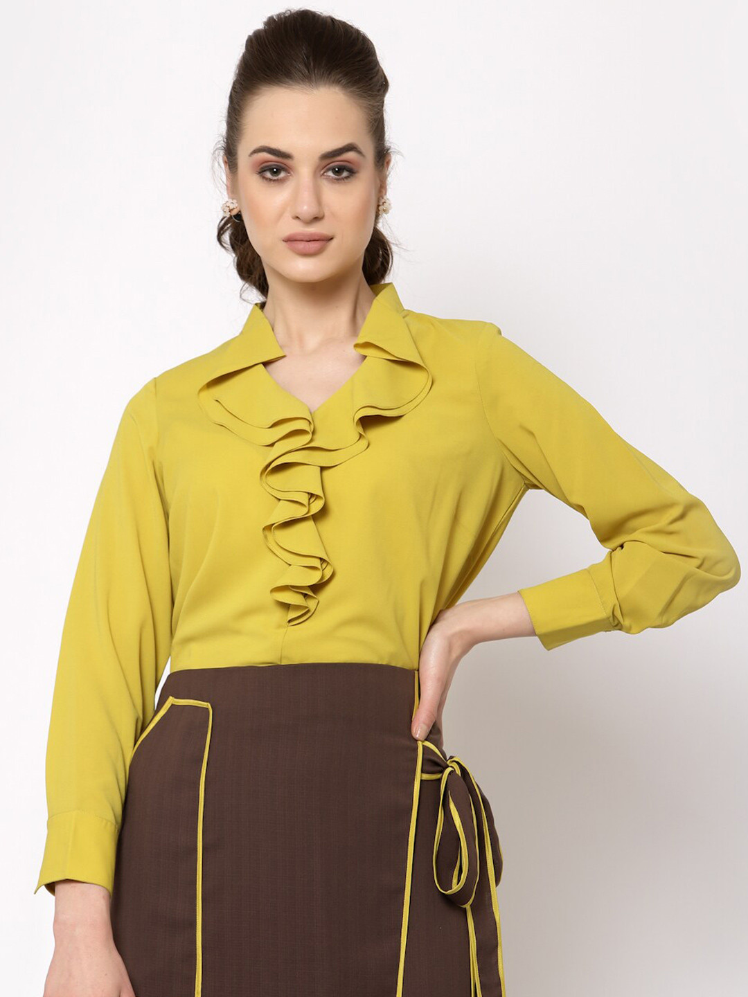 OFFICE & YOU Yellow Ruffles Top